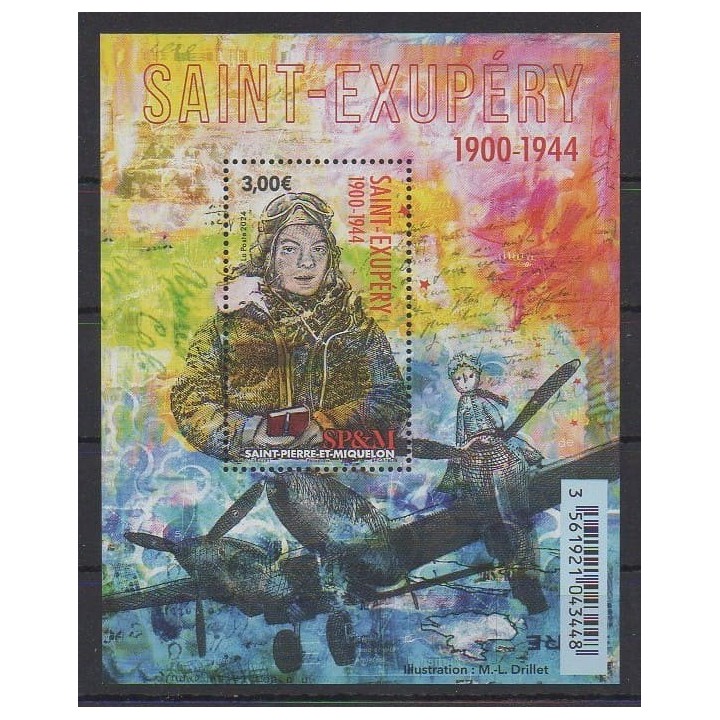 Buy this stamp of Saint-Pierre et Miquelon of the year 2024 (Saint-Exupéry).