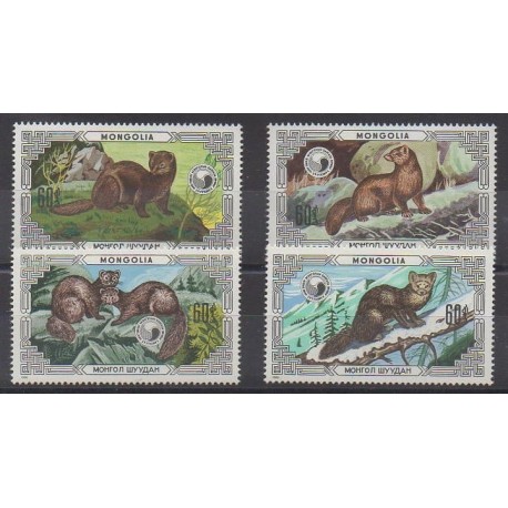 Mongolia - 1986 - Nb 1417/1420 - Mamals - Endangered species - WWF