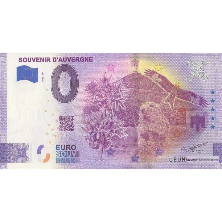 Billet souvenir touristique - 2022-20 - Souvenir d'Auvergne - (Puy-de-Dôme)
