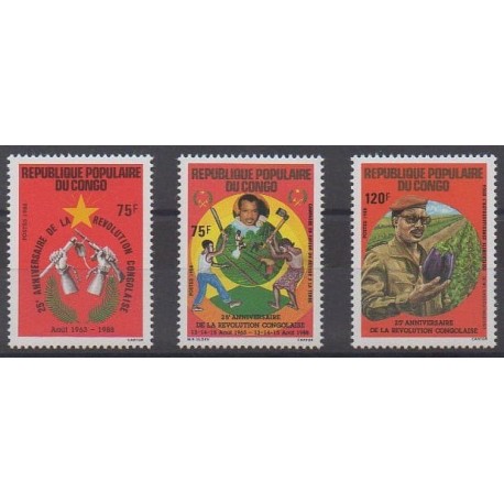 Congo (Republic of) - 1988 - Nb 831/833 - Various Historics Themes