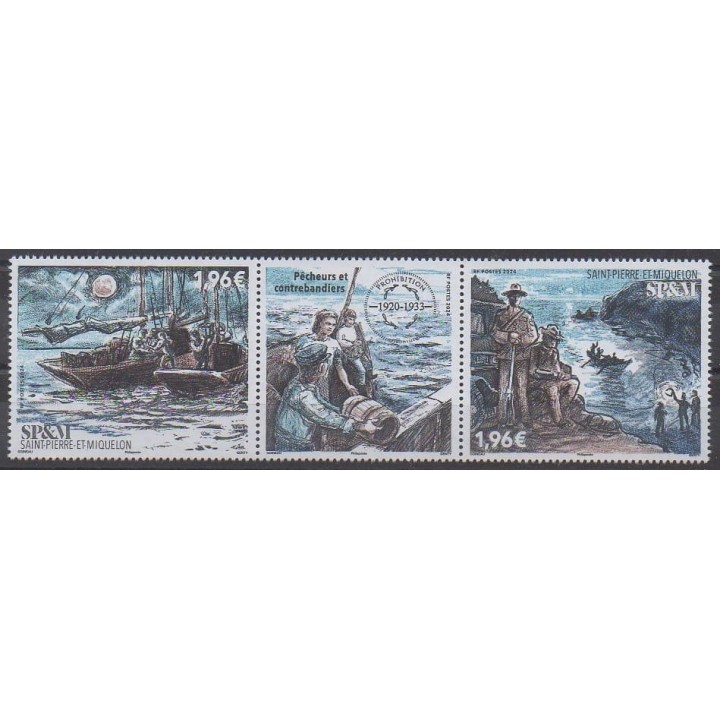 Buy this stamp of Saint-Pierre et Miquelon of the year 2024 (Pêcheurs et contrebandiers).