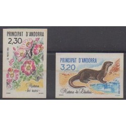 Andorre - 1990 - No 393/394ND - Fleurs - Mammifères