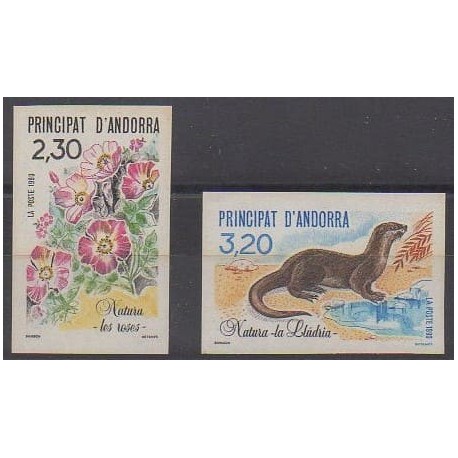 French Andorra - 1990 - Nb 393/394ND - Flowers - Mamals