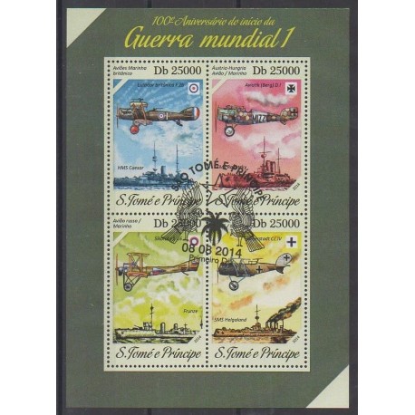 Saint Thomas and Prince - 2014 - Nb 4390/4393 - First World War - Planes - Boats - Used