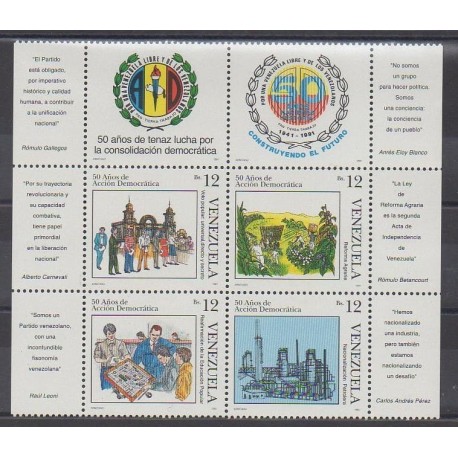 Venezuela - 1991 - Nb 1536/1539 - Various Historics Themes