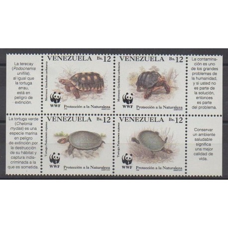 Venezuela - 1992 - Nb 1584/1587 - Turtles - Endangered species - WWF