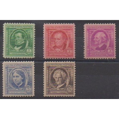 États-Unis - 1940 - No 413/417 - Littérature - Neufs avec charnière