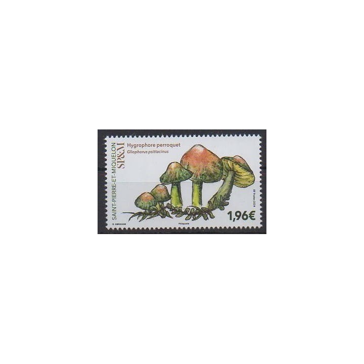 Acheter ce timbre de Saint-Pierre et Miquelon de l'année 2024 (Hygrophore perroquet).