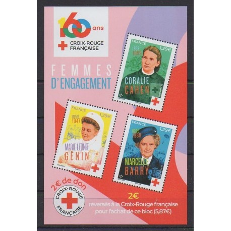 France - Blocks and sheets - 2024 - Nb BF 60 ans de la Croix-Rouge - Health or Red cross - Celebrities