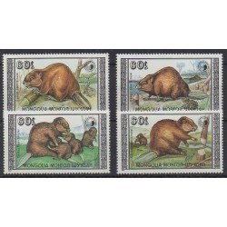 Mongolia - 1989 - Nb 1632/1635 - Mamals - Endangered species - WWF