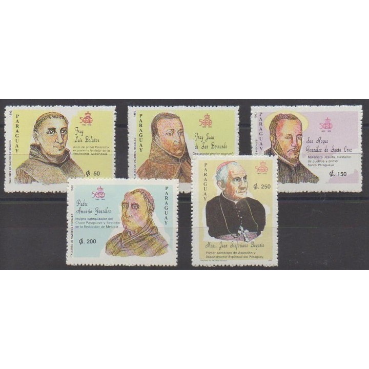 Buy this set of stamps of Paraguay of the year 1992 (Nb 2586/2590).
