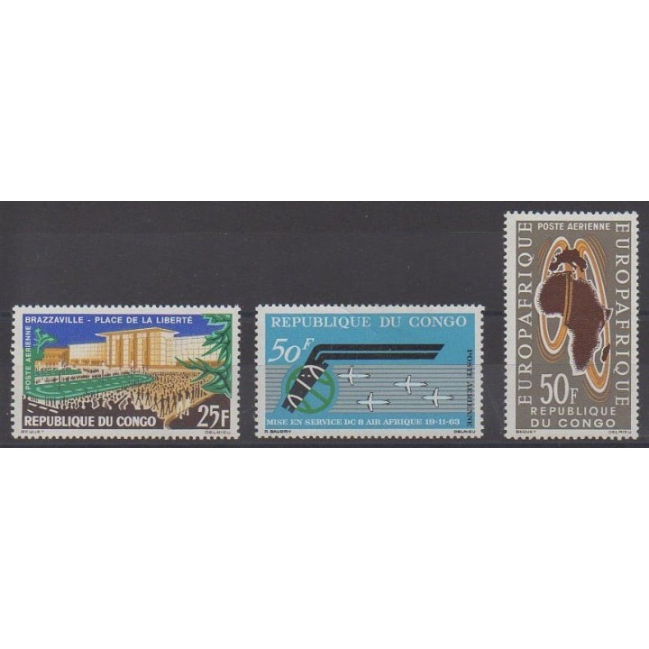 Buy these stamps of Republic of Congo of the year 1963 (Nb PA12/PA14).