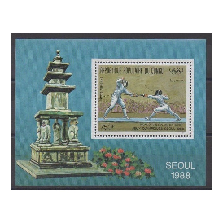 Acheter ce bloc-feuillet de la République du Congo de l'année 1988 (No BF43).