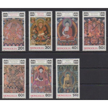 Mongolie - 1990 - No 1711/1717 - Peinture - Religion