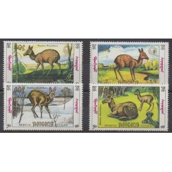 Mongolia - 1990 - Nb 1727/1730 - Mamals - Endangered species - WWF