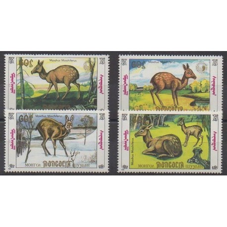 Mongolie - 1990 - No 1727/1730 - Mammifères - Espèces menacées - WWF