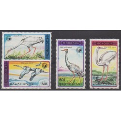 Mongolie - 1990 - No 1745/1748 - Oiseaux - Espèces menacées - WWF