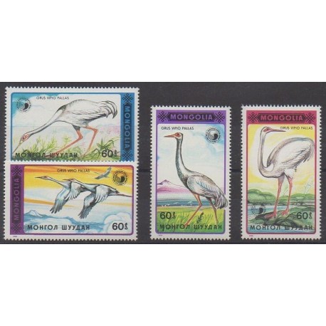 Mongolie - 1990 - No 1745/1748 - Oiseaux - Espèces menacées - WWF