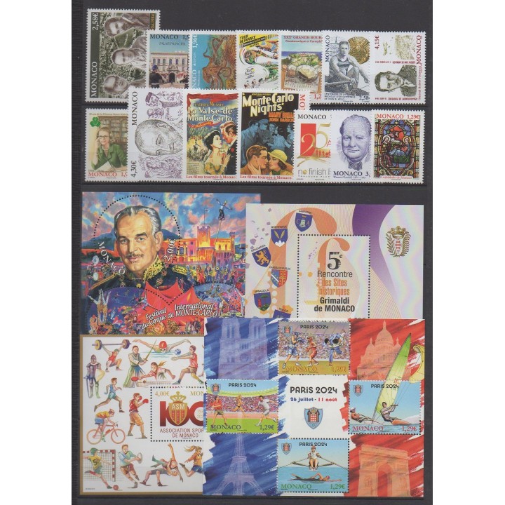 Buy the stamps of Monaco of the year 2024 (Nb 3412/3467 (sans le n°3443)).