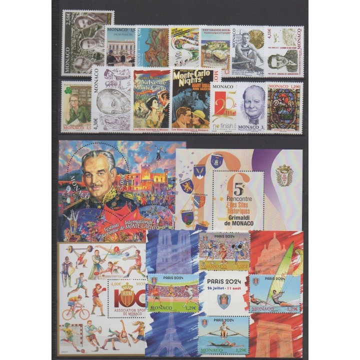 Buy the stamps and the 4 souvenir sheets of Monaco of the year 2024 (Nb 3412/3467 (avec le n° 3443)).