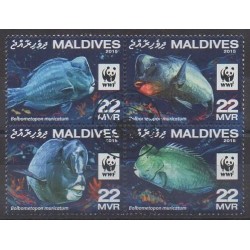 Maldives - 2016 - No 5132/5135 - Vie marine - Espèces menacées - WWF - Oblitérés