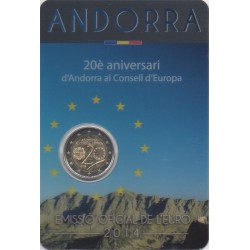 Andorre - 2014 - Coincard : 20ème anniv de l'entrée d'Andorre au conseil de l'Europe