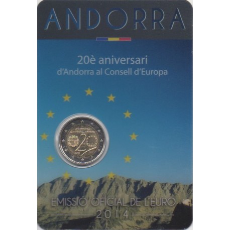 Andorre - 2014 - Coincard : 20ème anniv de l'entrée d'Andorre au conseil de l'Europe