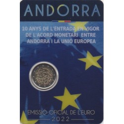 2 euro commémorative - Andorre - 2022 - 10 ans de l'accord monétaire entre Andorre et lUE - BU