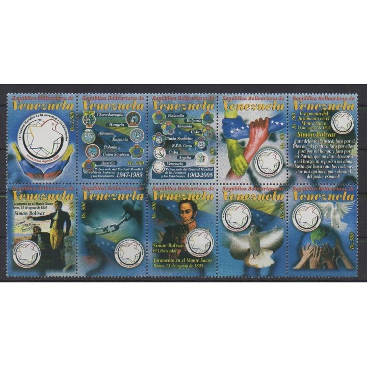 Acheter cette série de timbres du Venezuela de l'année 2005 (No 2445/2454).