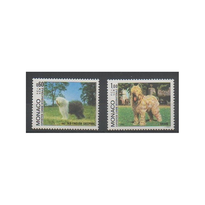 Timbres - Monaco  - 1982 - No 1329/1330 - Chiens