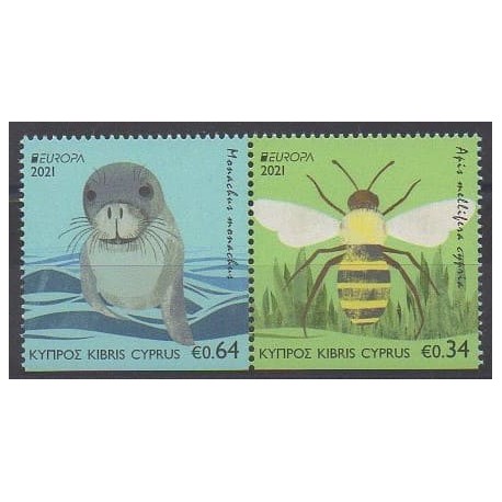 Cyprus - 2021 - Nb 1465b/1466b - Animals - Endangered species - WWF - Europa