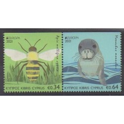 Chypre - 2021 - No 1465a/1466a - Animaux - Espèces menacées - WWF - Europa