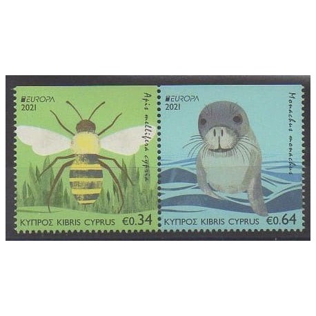 Chypre - 2021 - No 1465a/1466a - Animaux - Espèces menacées - WWF - Europa