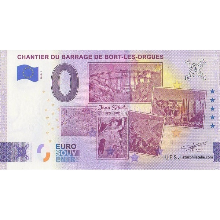 Euro banknote memory - 2025 - Chantier du barrage de Bort-les-Orgues - (Corrèze)