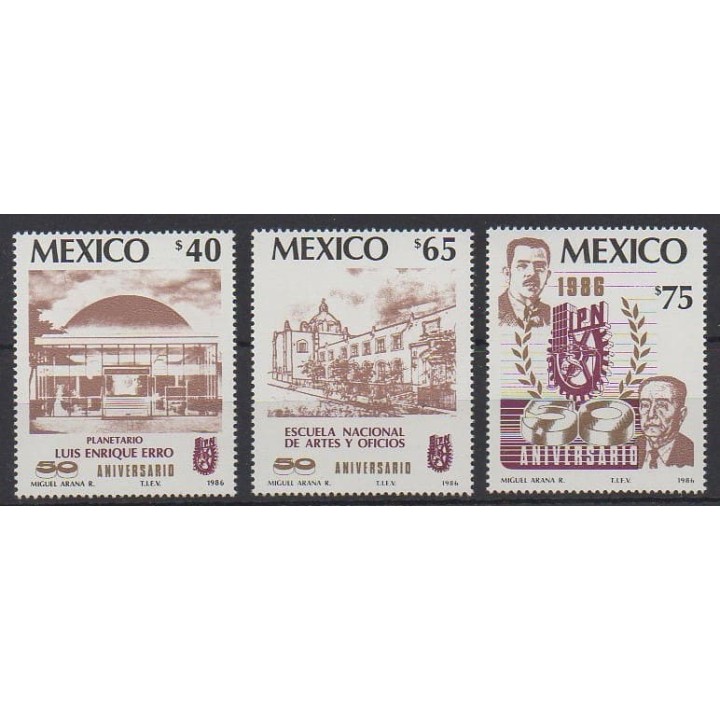 Acheter cette série de timbres du Mexique de l'année 1986 (No 1144/1146).