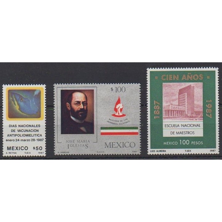 Acheter cette série de timbres du Mexique de l'année 1987 (No 1177/1179).