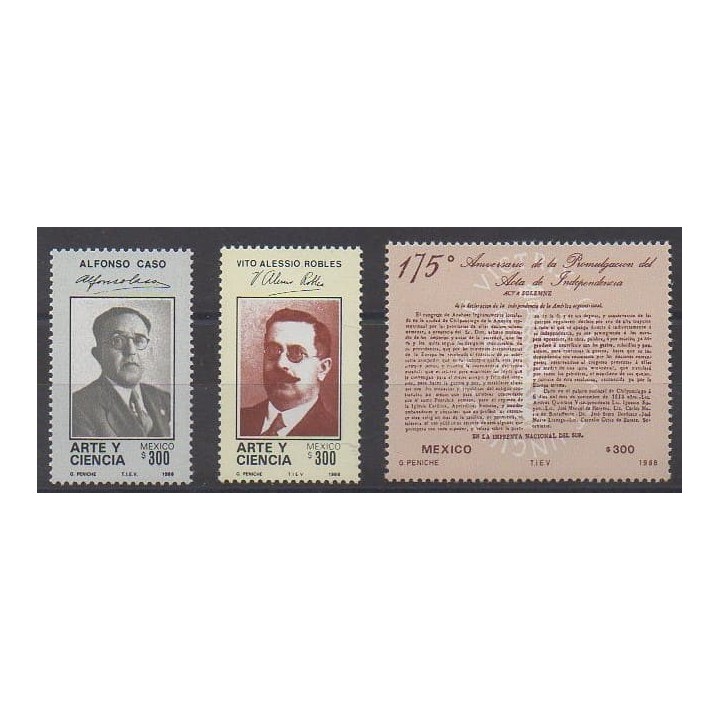 Buy this set of stamps of Mexico of the year 1988 (Nb 1265/1267).