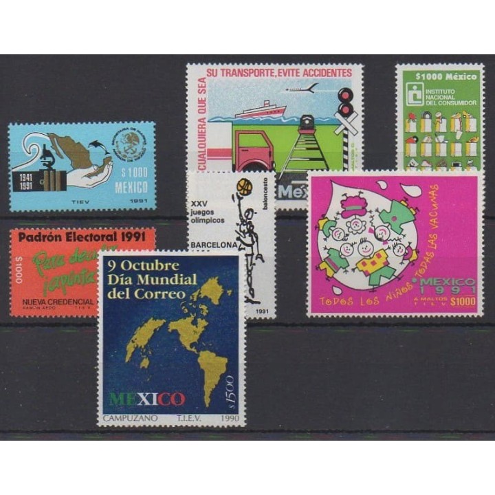 Acheter cette série de timbres du Mexique de l'année 1991 (No 1350/1356).
