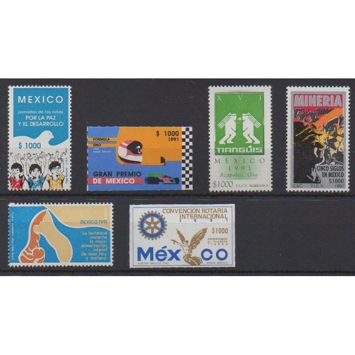 Acheter cette série de timbres du Mexique de l'année 1991 (No 1360/1365).