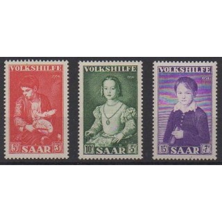Acheter cette série de timbres de Sarre de l'année 1954 (No 334/336).