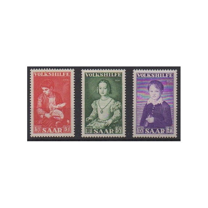 Acheter cette série de timbres de Sarre de l'année 1954 (No 334/336).