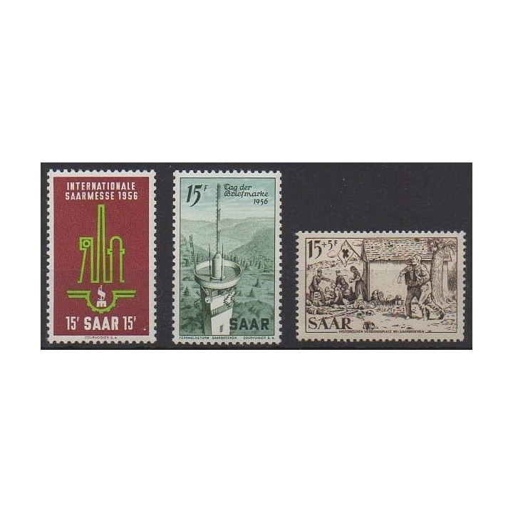 Acheter cette série de timbres de Sarre de l'année 1956 (No 350/352).