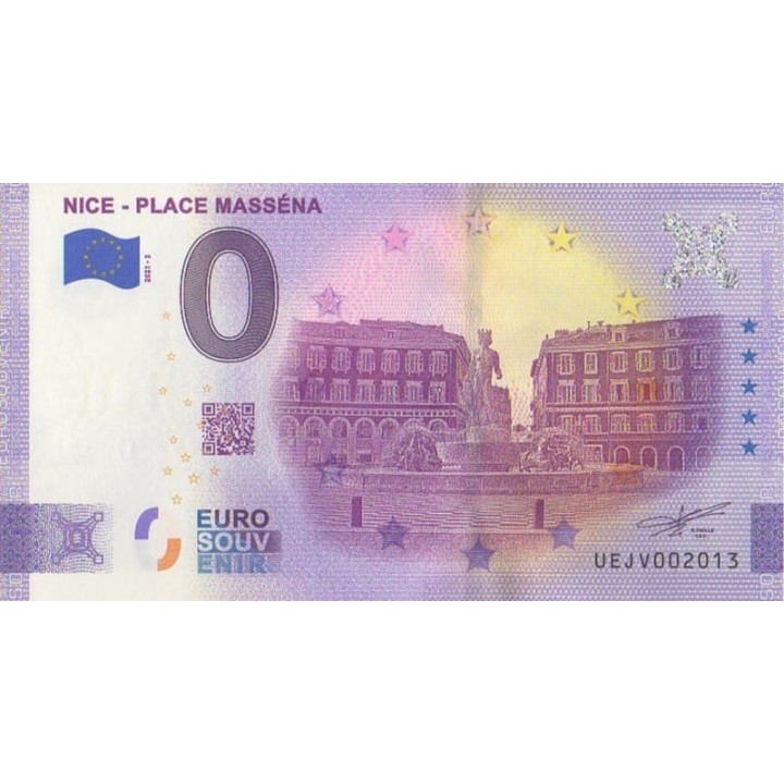 Billet souvenir touristique - 2021-2 - Nice - Place Masséna - (Alpes-Maritimes)