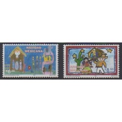 Mexico - 2002 - Nb 2030/2031 - Christmas - Children's drawings