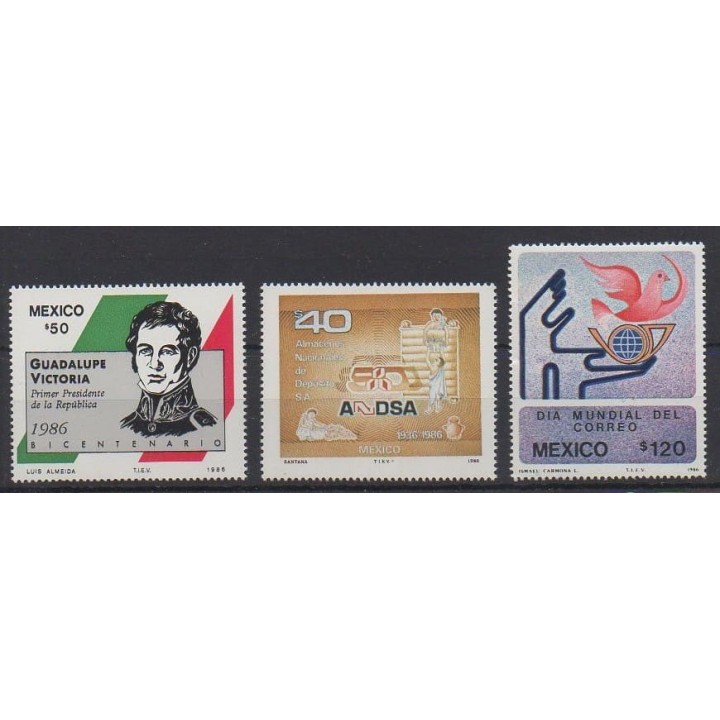 Acheter cette série de timbres du Mexique de l'année 1986 (No 1166/1168).
