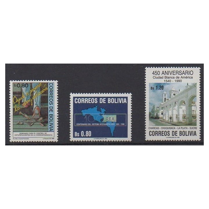 Acheter cette série de timbres de Bolivie de l'année 1990 (No 746/748).