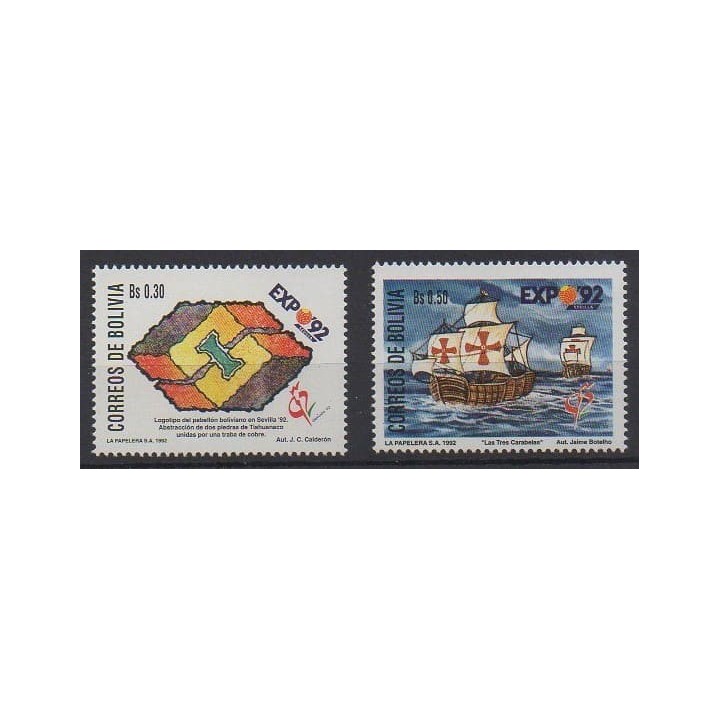 Buy this set of stamps of Bolivia of the year 1992 (Nb 789/790).