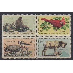 États-Unis - 1972 - No 963/966 - Espèces menacées - WWF - Animaux