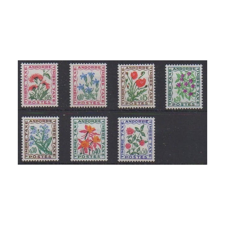 Acheter cette série de timbres d'Andorre français de l'année 1964 (No T46/T52).
