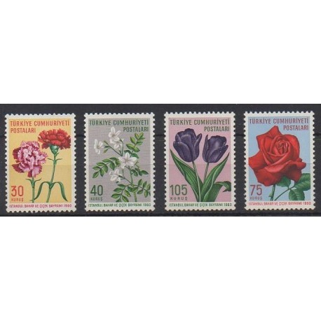 Turquie - 1960 - No 1528/1531 - Fleurs